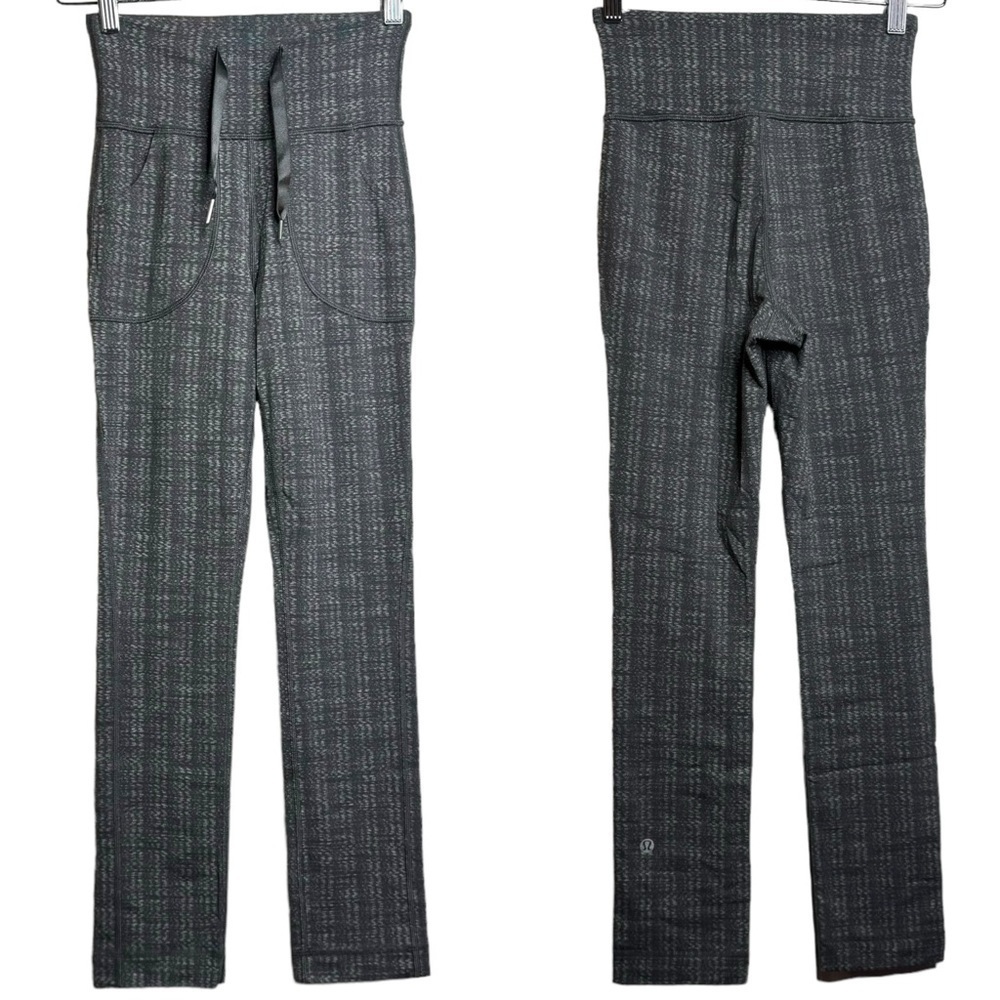 Lululemon High Rise Soft Knit Stretch Grey Leggings Pockets 2